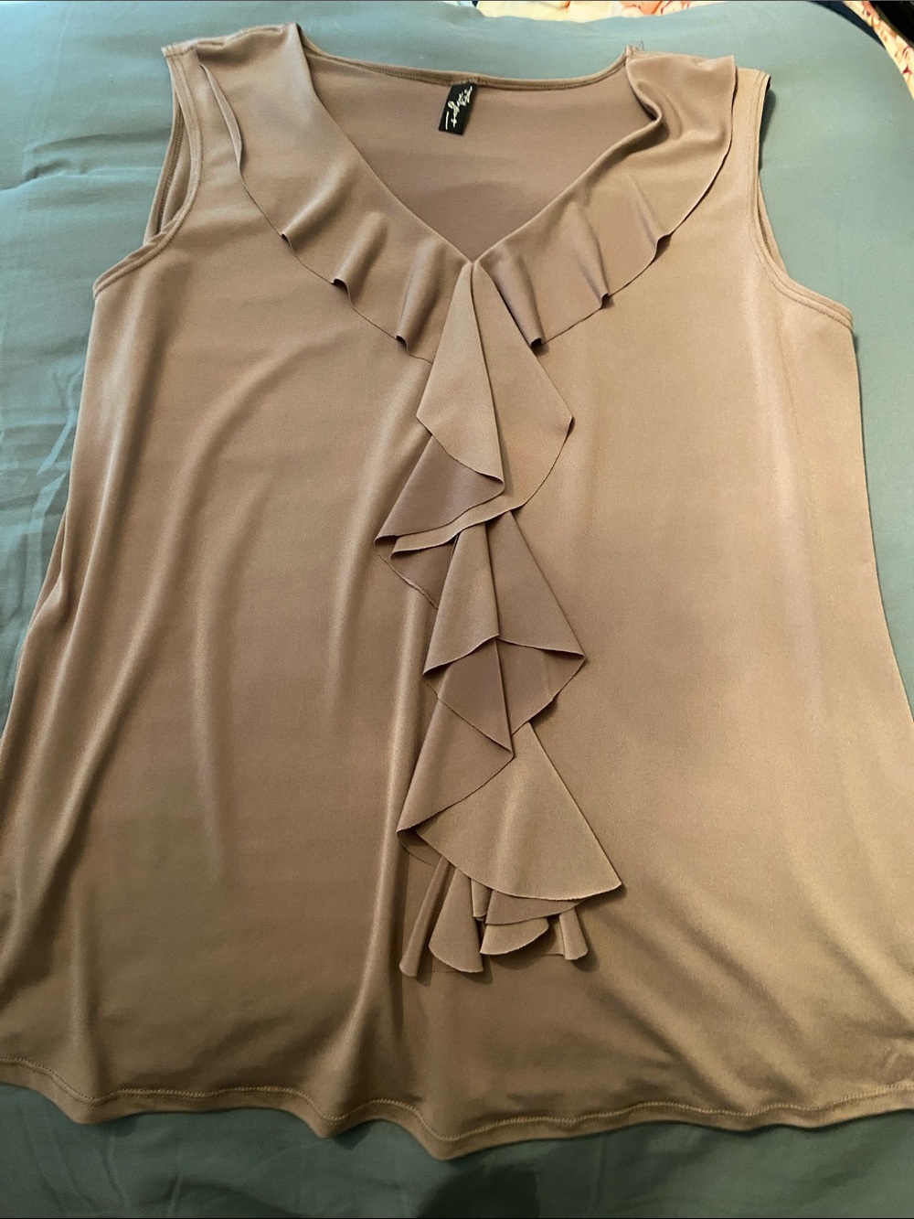 Sleeveless Ruffle Front Women’s Dress Top - Taupe